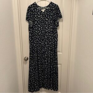 Treasure & Bond Navy Floral Midi Dress Women’s 3X